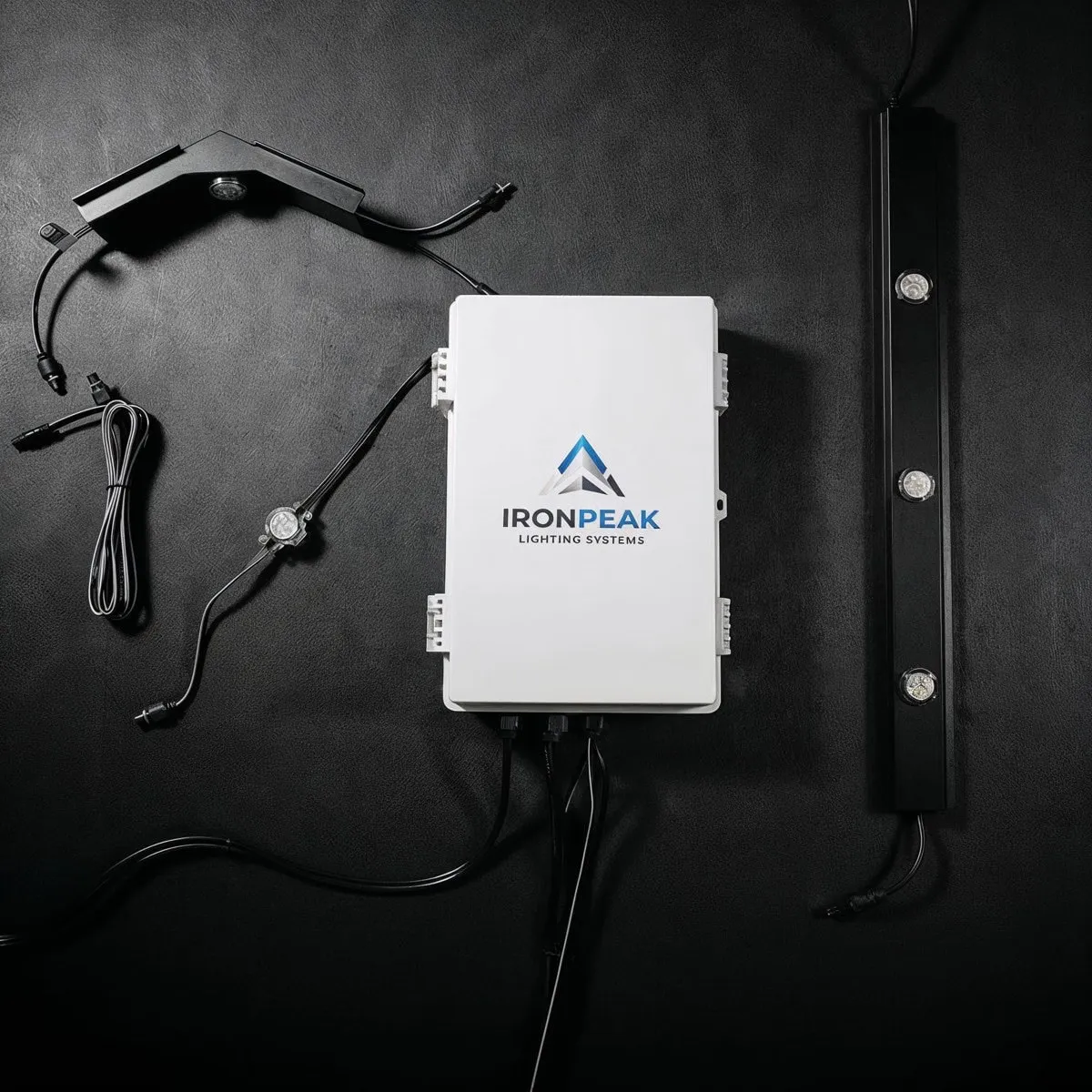 Permanent lighting control box with aluminum track and an LED light